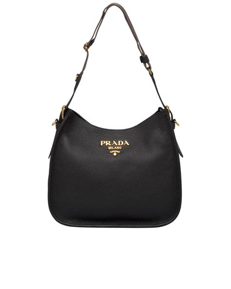 prada hobo braun|Leather hobo shoulder bag .